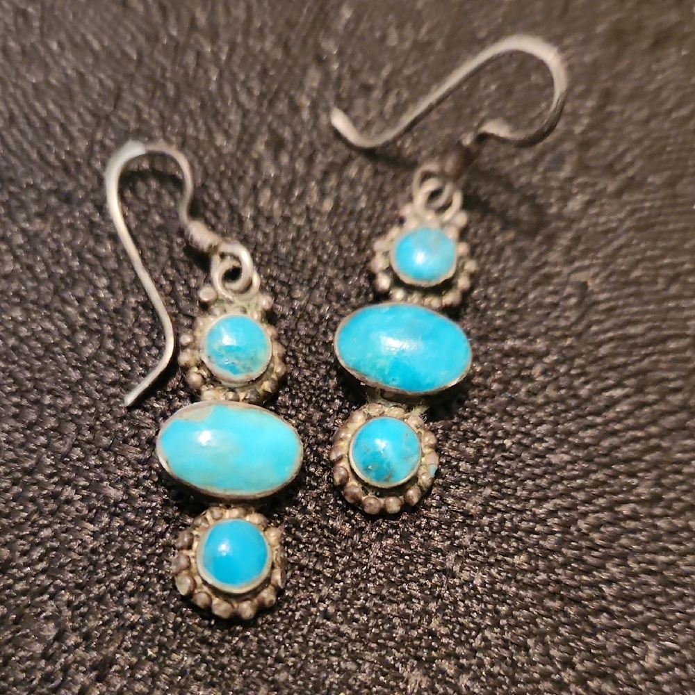 Turquoise Silver Dangle Earrings